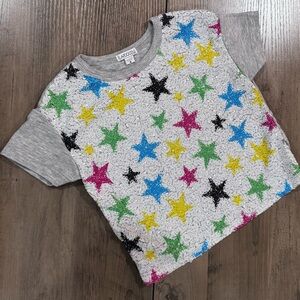 Flapdoodles Starry Gray Sequin Short Sleeve Tee